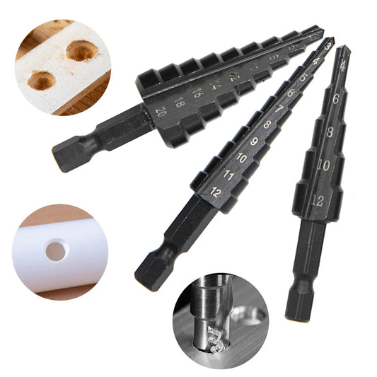 3pc Black Hexagonal Shank Drill Bit Set