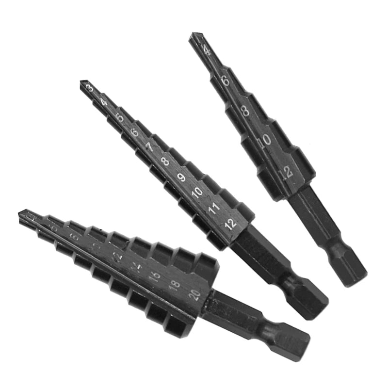 3pc Black Hexagonal Shank Drill Bit Set