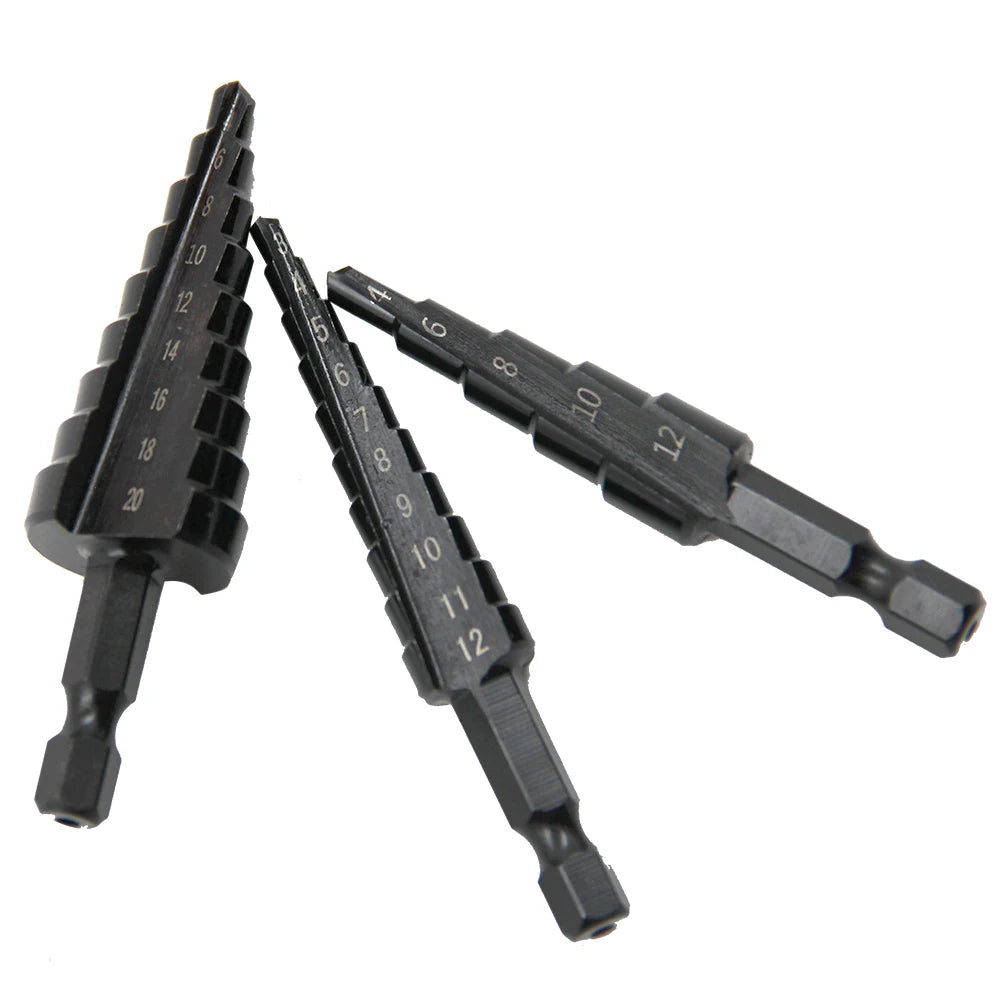3pc Black Hexagonal Shank Drill Bit Set